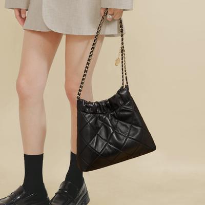 Sac à main en peau de mouton pour femme, grande capacité, fourre-tout à chaîne, sac seau à bandoulière