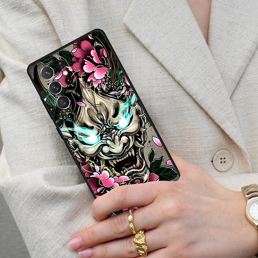 Japanese Oni Hannya Demon Mask SOFT Cell Phone Case for Samsung Galaxy S26 Ultra S25 S24 S23 S22 S21 S20 Note10 Cover