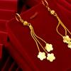 18k Au750 Gold Drop Earrings Simple Plum Blossom Design For Women Flower Tassel Earrings Fine Jewelry Gifts