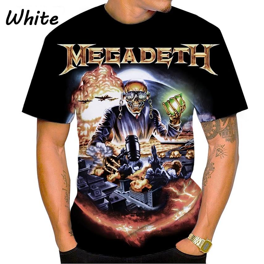Letní nové módní Megadeth 3D tisk ležérní pánské kulaté tričko s krátkým rukávem