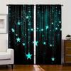Set Of 2 Blue Tassel Stars Print Curtains Suitable Bedroom Living Room Kitchen Decoration Home Window Curtain For Sitting Made Polyester