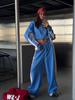 2026 contrasting color splicing short sports suit women's zipper short jacket elastic waist wide-leg trousers two-piece set