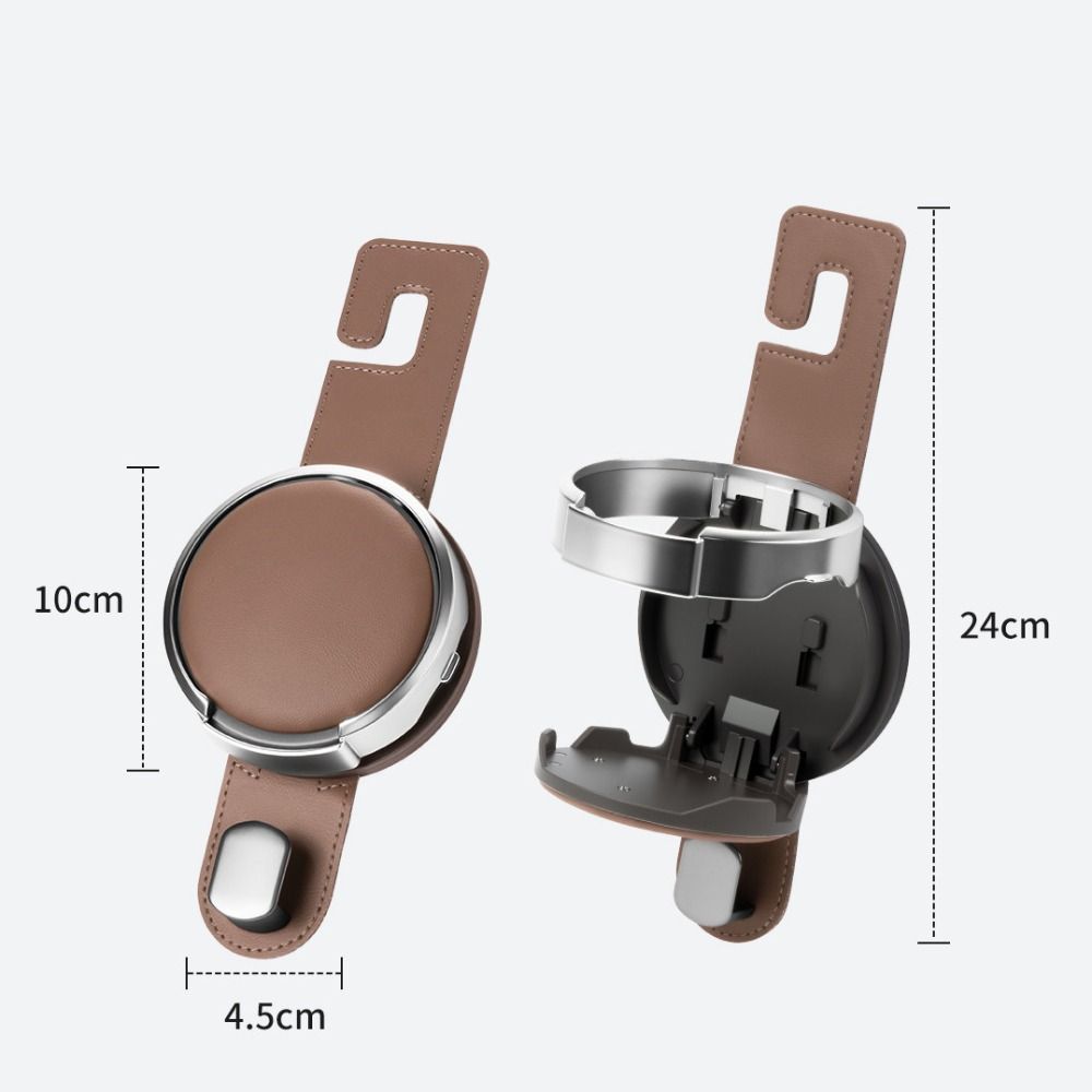 Metal Hook Car-mounted Water Cup Holder PU Leather Headrest Phone Hanger Vehicle Storage
