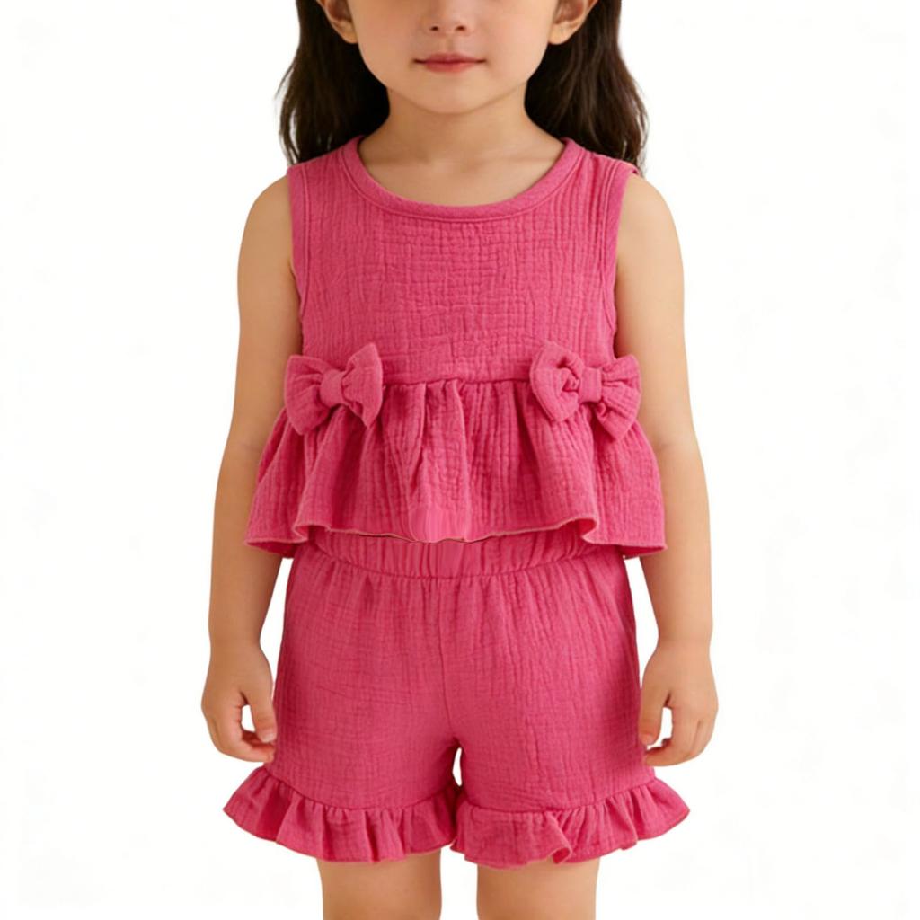 Children's Sweet Set Cute Vest Shorts Girls Sleeveless Casual Two-Piece Set