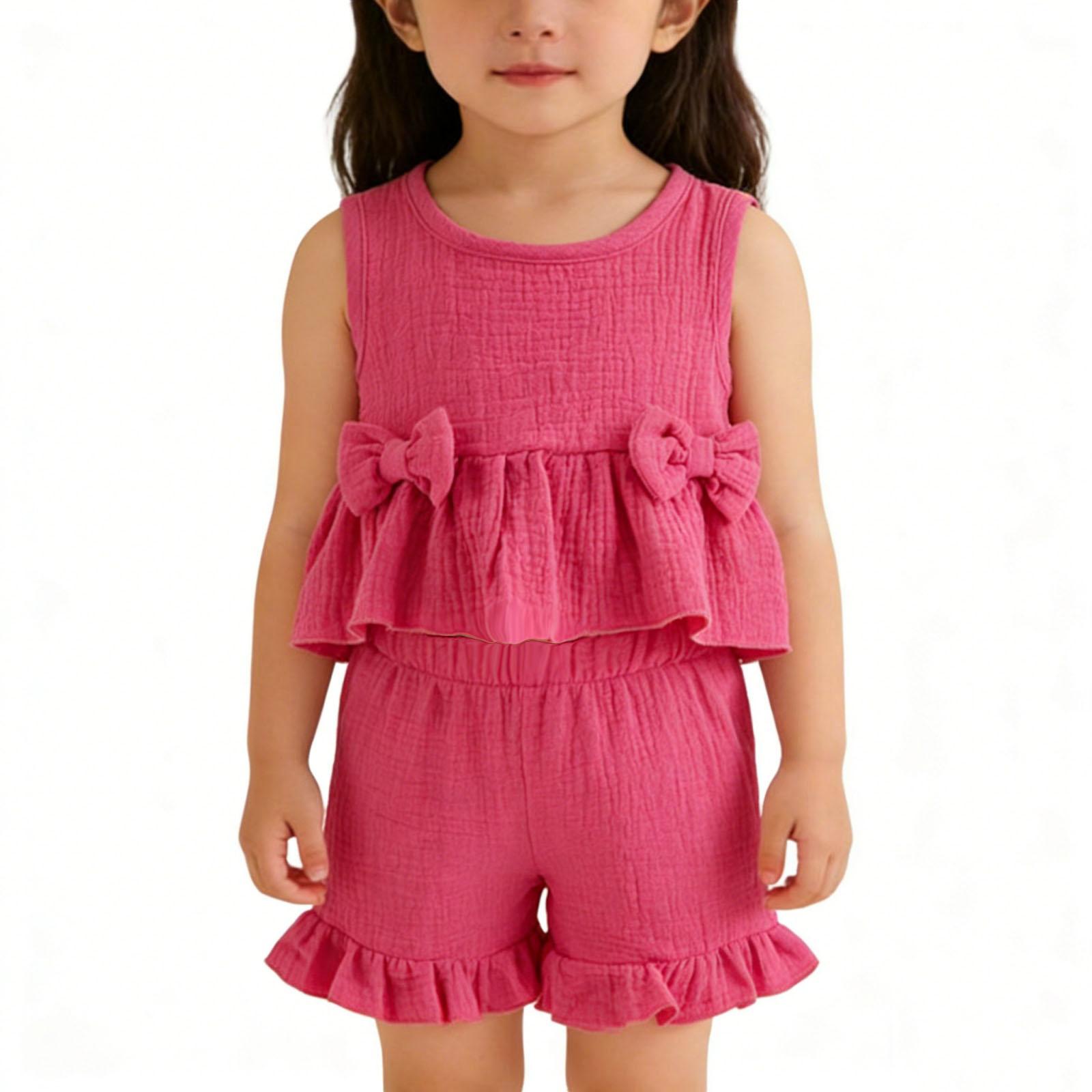 Children s Sweet Set Cute Vest Shorts Girls Sleeveless Casual Two-Piece Set 110