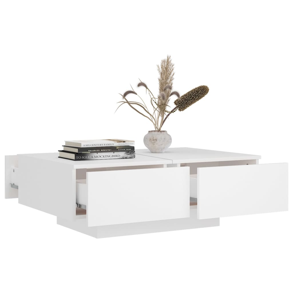 Vidaxl Coffee Table, White, 90X60X31 Cm, Wood-Based Material
