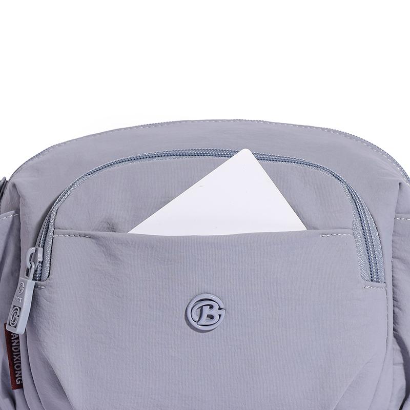 Borsa a tracolla leggera in nylon con tasca frontale con cerniera Borsa a spalla casual da donna per viaggi quotidiani
