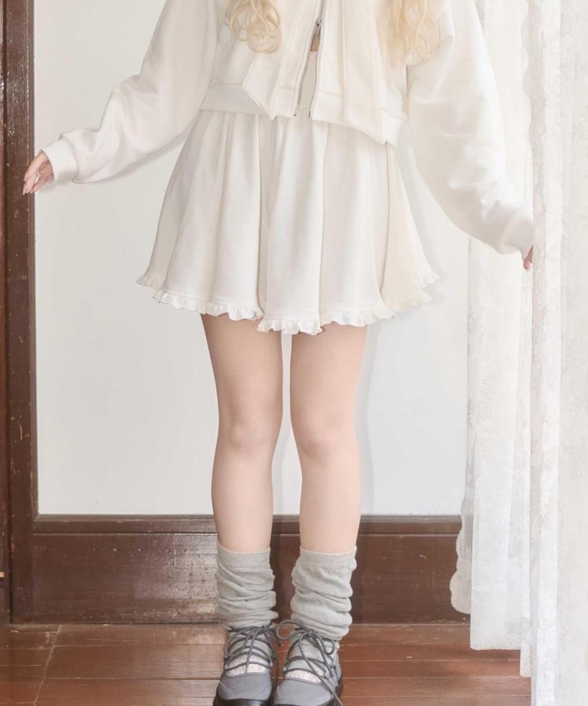 WEGO PHILLY Ruffle Sweat White Skirt, Women's,