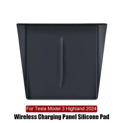 Tapis de chargement sans fil en silicone pour Tesla Highland 2024, anti-poussière, antidérapant, accessoires de protection T9W2