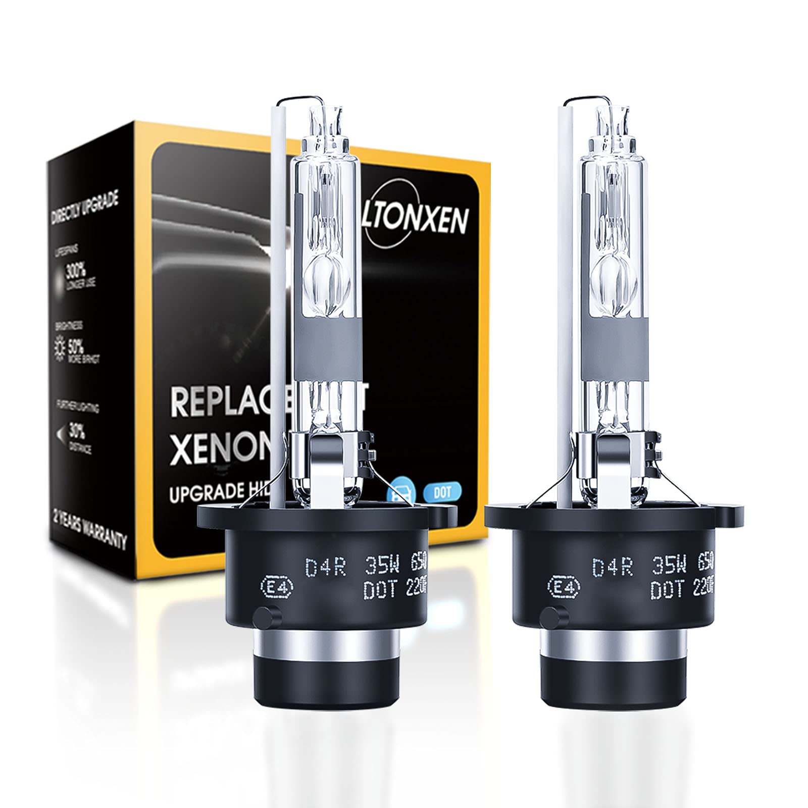 

LTONXEN D4R HID Bulb, Instant Start, Vehicle Inspection Compliant, 6500K White, Direct Replacement, 12V 35W, Car Headlight Bulb (2-Pack)