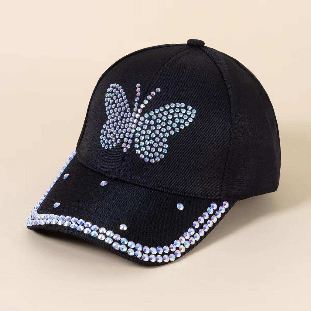 Latest twill diamond butterfly hat sun visor cap cap