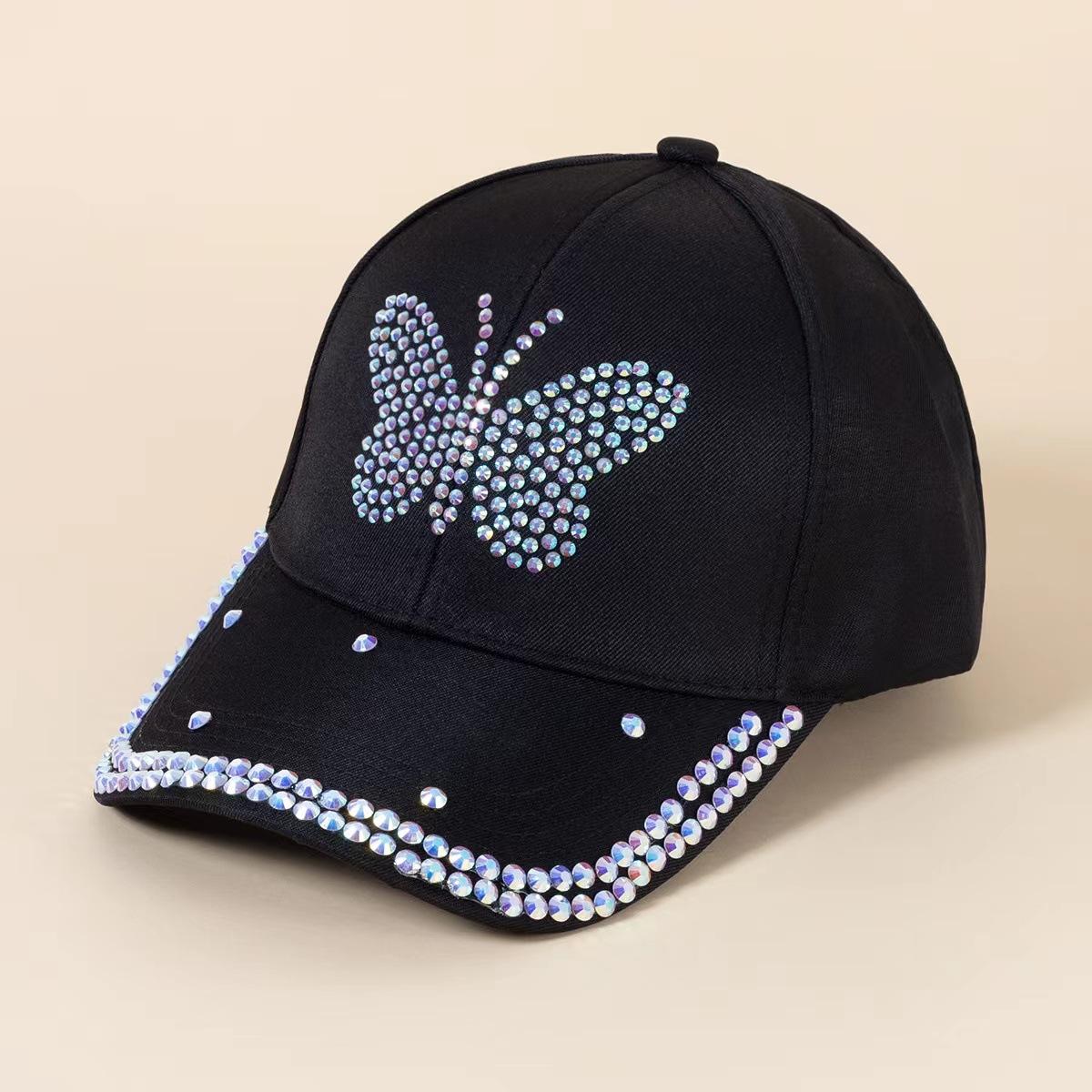 Latest twill diamond butterfly hat sun visor cap cap L