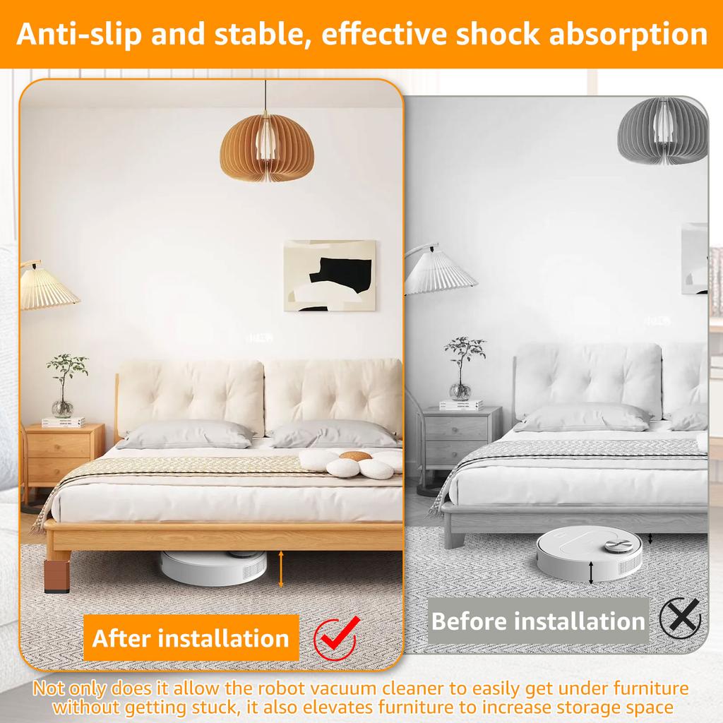 4 Stück 4 Zoll Betterhöher 3-lagig abnehmbare Tischbeine Schwerlast Quadratische Möbelerhöher für Sofa Tisch Stuhl