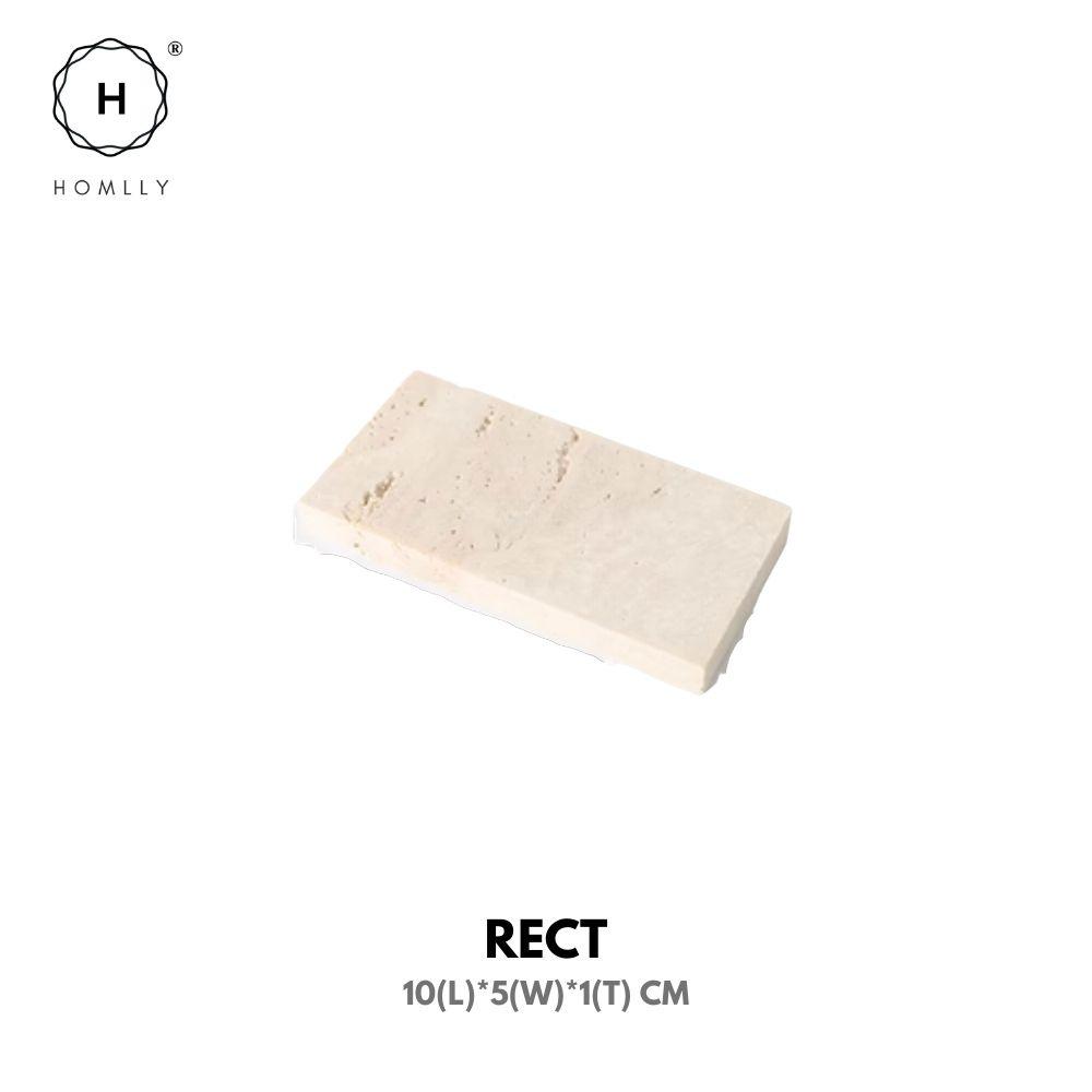 Homlly Beige Travertine Decorative Stone Tray Slab (X5 PCS)