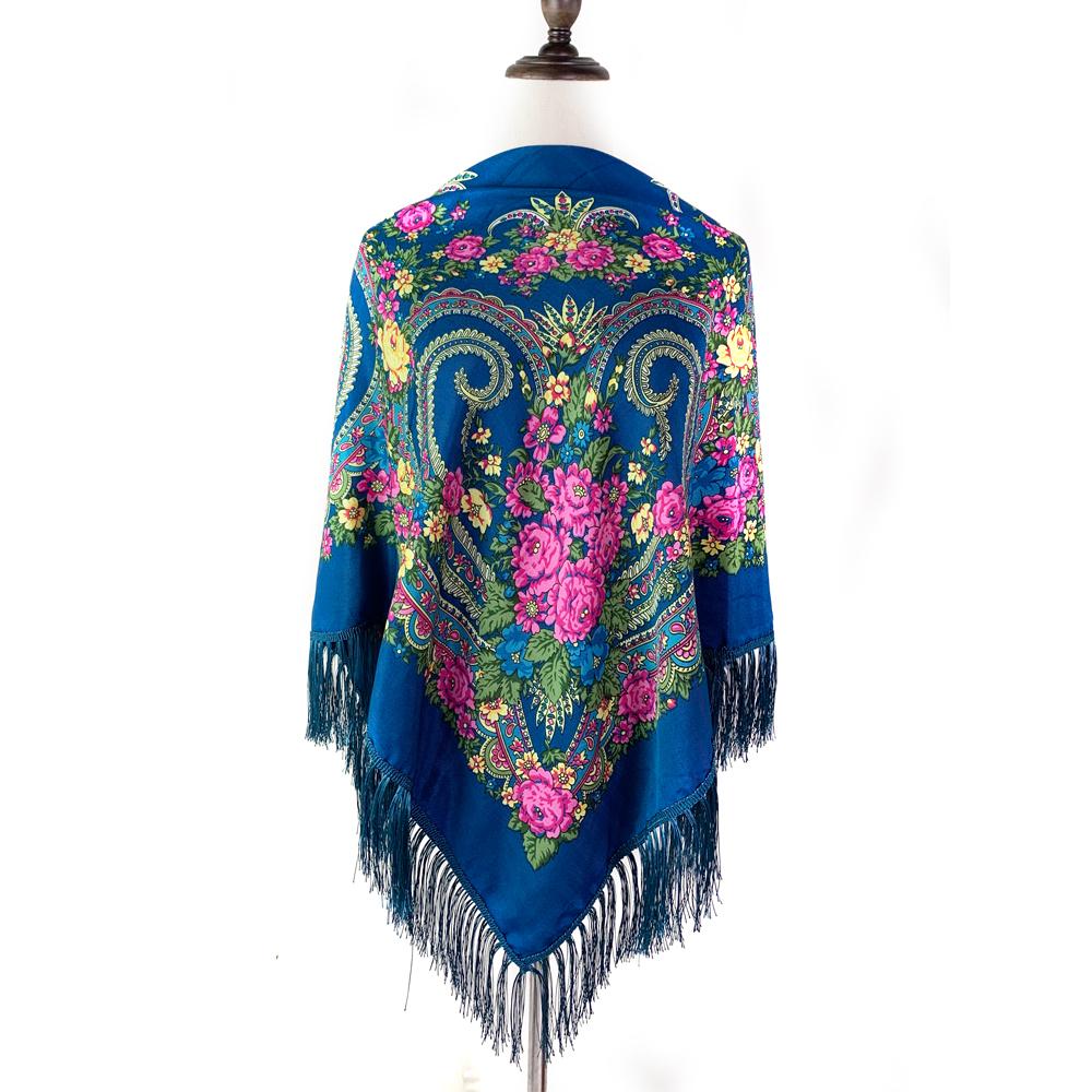 135*135cm Luxury Floral Print Ukrainian Square Scarf