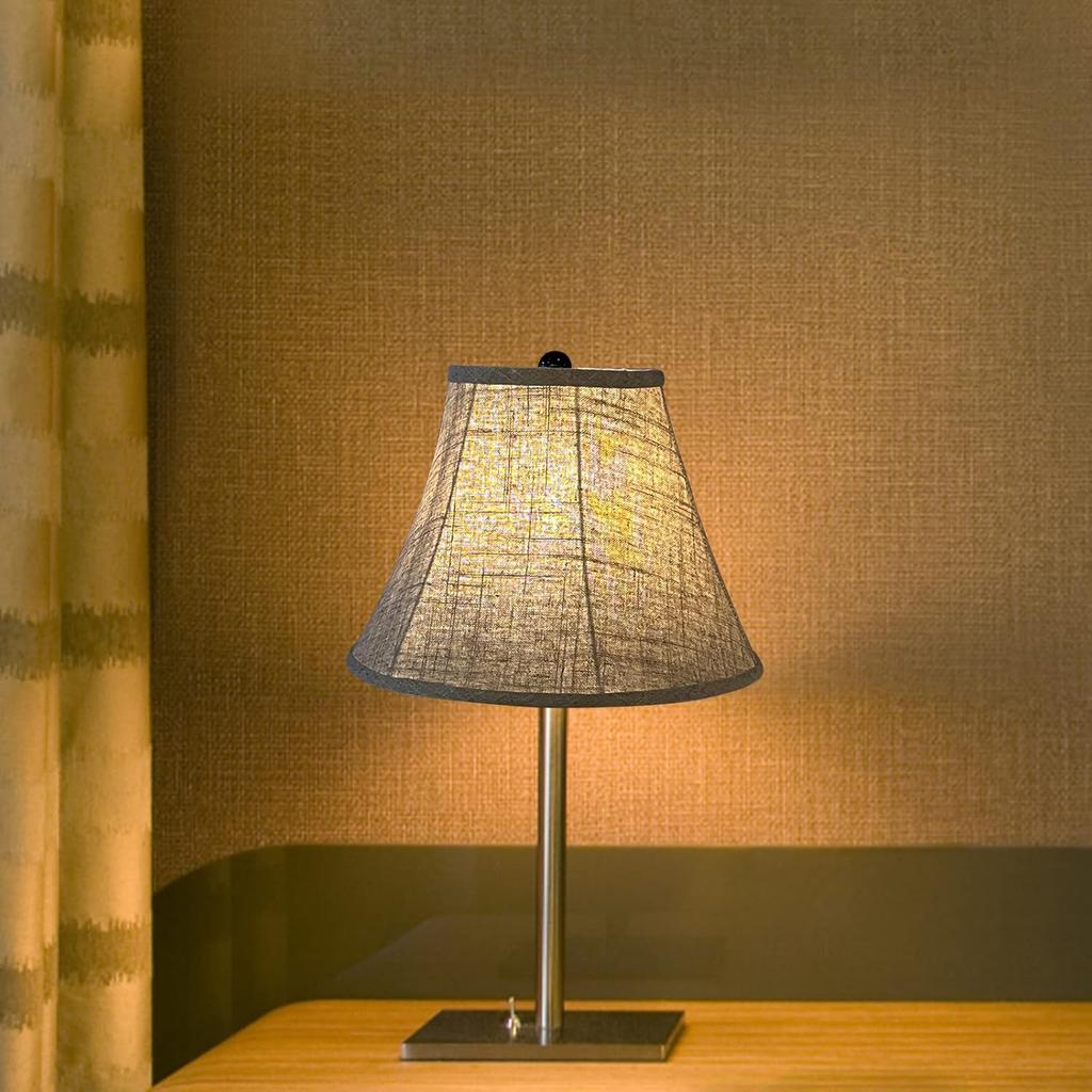 Double Brown Lamp Shade Set of 2, TOOTOO STAR Large Barrel Lampshade for Floor Light and Table Lamp 6x12x8.5 inch, DIY Fabric Natural Linen Hand