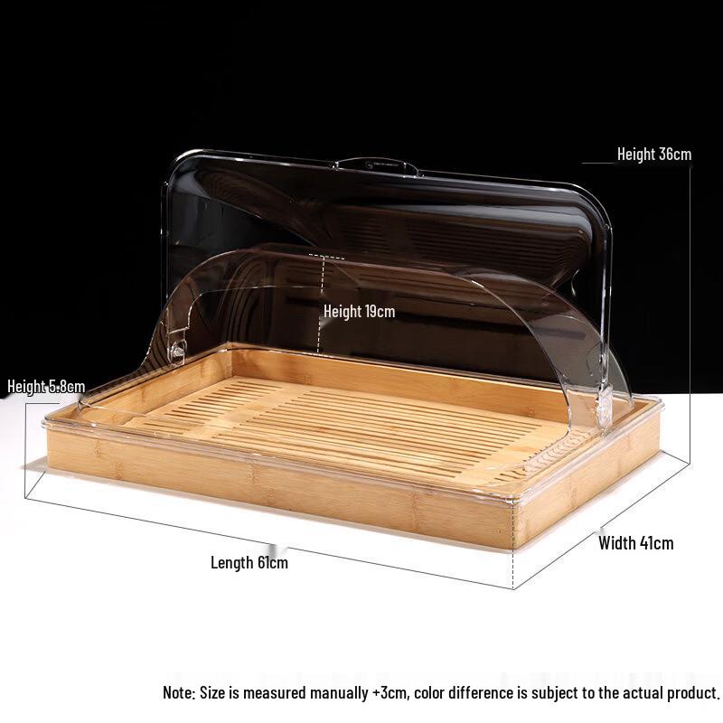 Bamboo & Wood Serving Tray with Clear Flip Lid