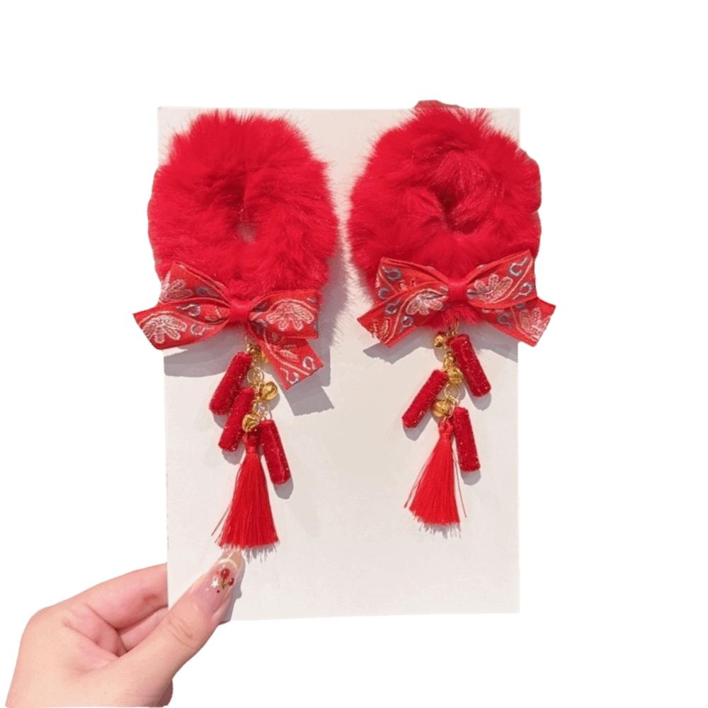Traditional New Year Hair Ties Plush Children's Hair Ropes Celebration