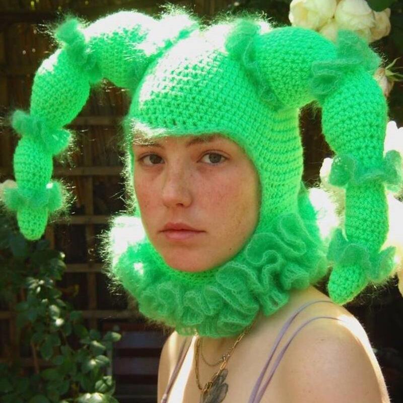 

Новый стиль ручной работы вязаная шапка-парик осенне-зимняя теплая забавная шерстяная шапка