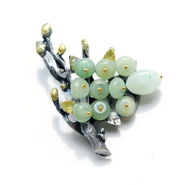 Natural Stone Flower Brooch Jewelry Large Brooches Metal Banquet Clothes Pins and Brooches Scarf Clip
