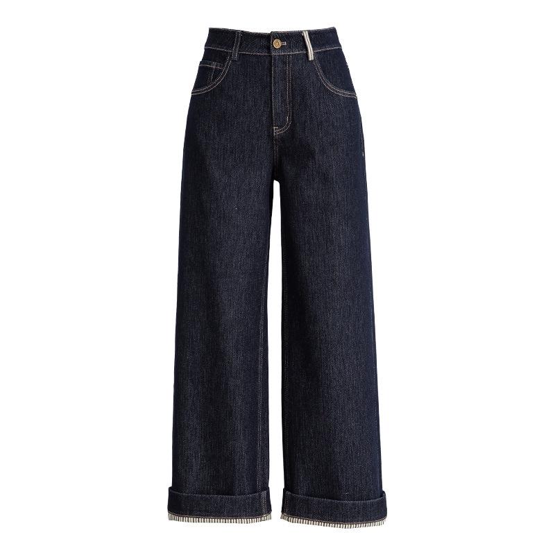 

Petite High-Waisted Wide-Leg Crop Jeans for Women - Blue Denim, New Spring/Autumn Style 33 джинсовый синий