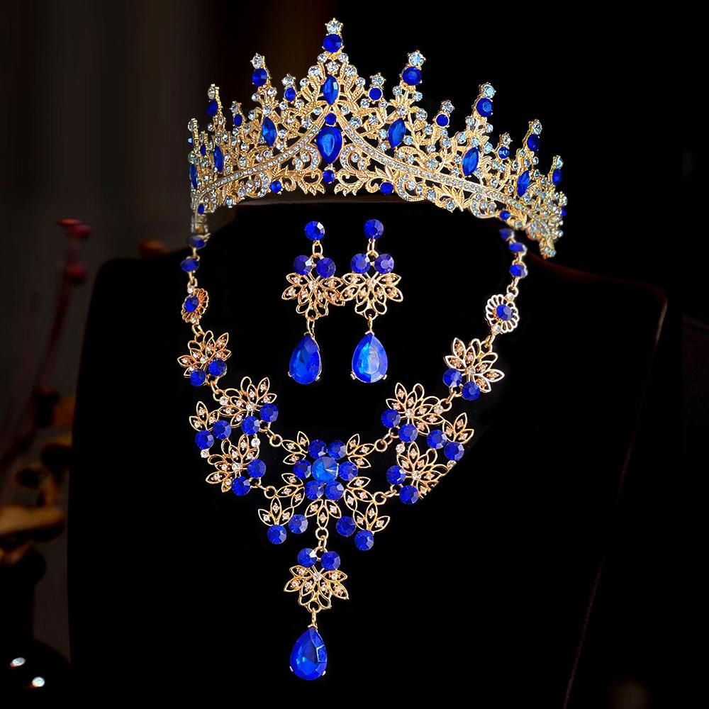 

Новая Свадебная Корона Костюм из Трех Предметов Свадебная Корона Тиара Ожерелье Серьги Корейские Супер Сказочные Аксессуары для Свадебного Платья