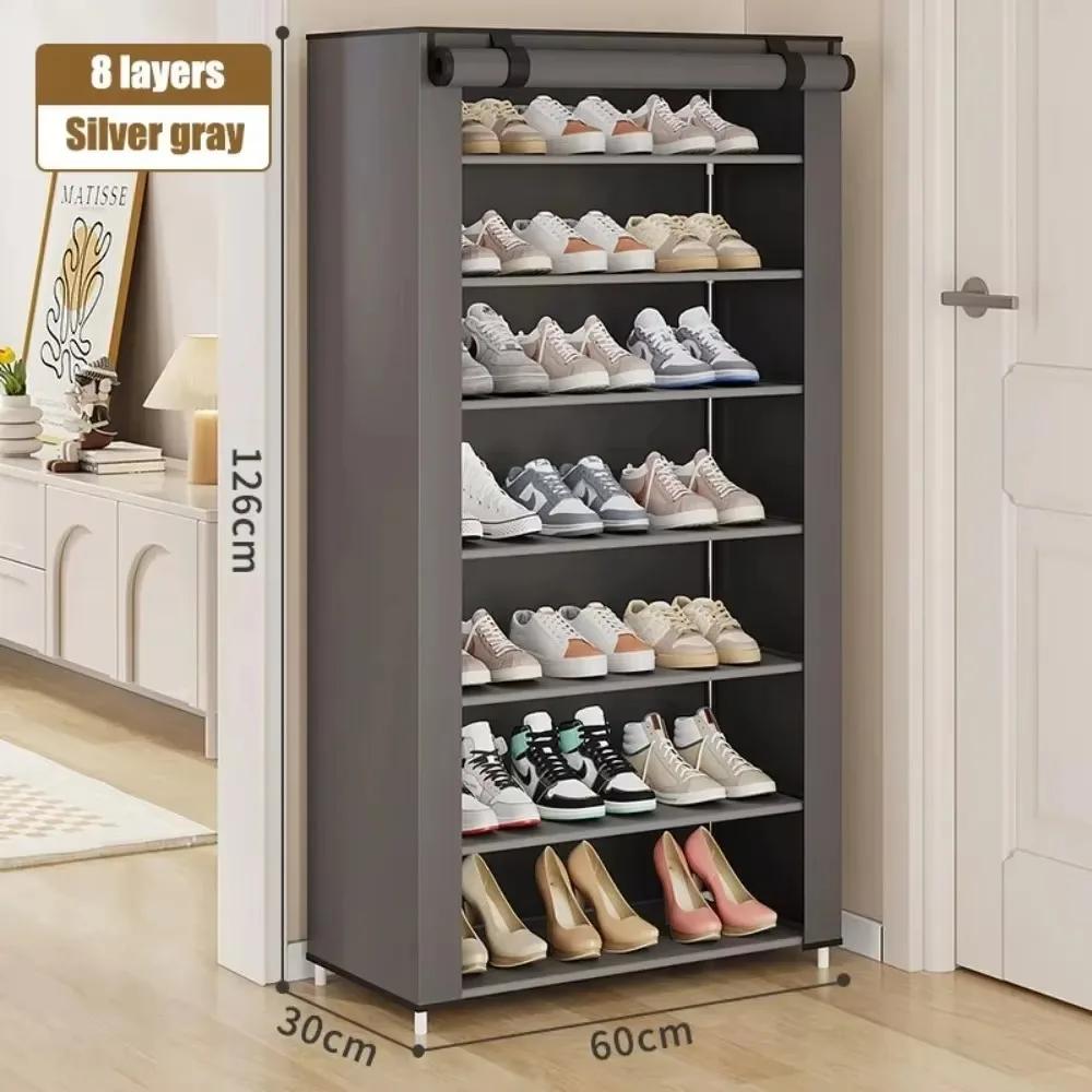 Dustproof Shoe Cabinet Multilayer Floor Standing Sneaker Fabric Organizer Footwear Classification Shelf Entrance Storage Shelves