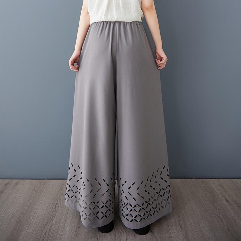 Plus Size Vintage High Waist Casual Loose Spring Summer Wide Leg Pants Women Trousers