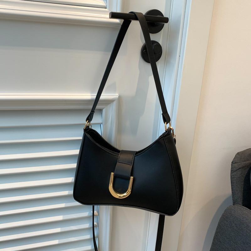 Stylish Women s Shoulder Bag With Chic Street Style Small Size And Polyester Lining For Daily Outfit чёрный