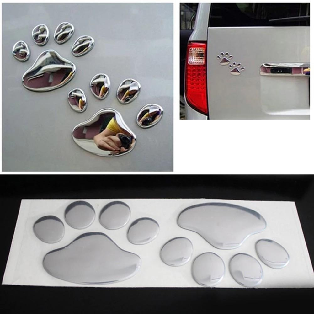 Sleek Car Sticker with 3D Bear Cat Dog Paw Prints for All Vehicle Types