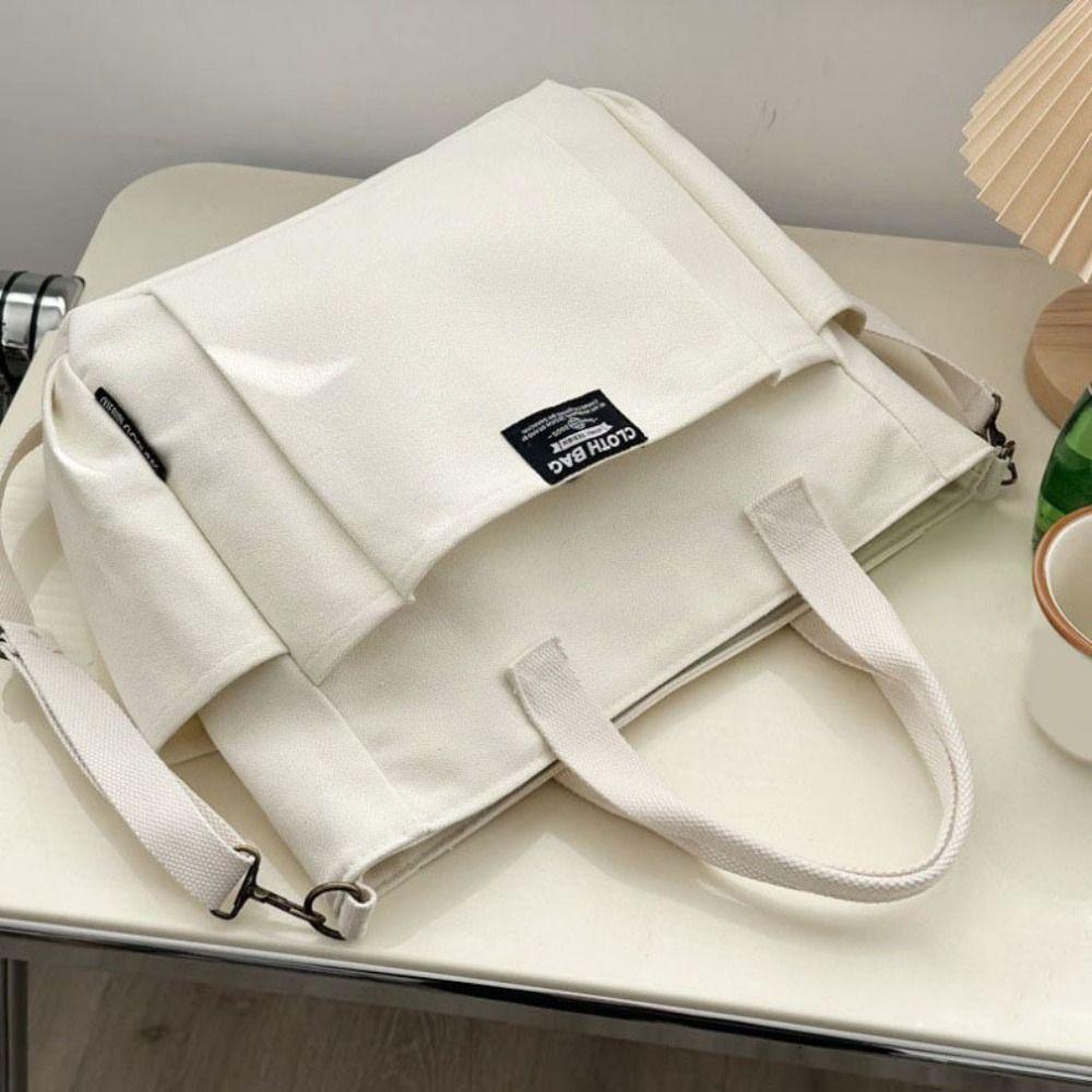 Portable Shopping Bag Casual Mommy Bag Solid Color Canvas Tote Bag  Outdoor
