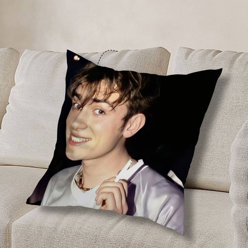 COOL Damon Albarn-n Ich Liebe Kissenbezug Anti-Milben Kissenbezug Versteckter Reißverschluss seidiger kurzer Plüsch Sofakissenbezug
