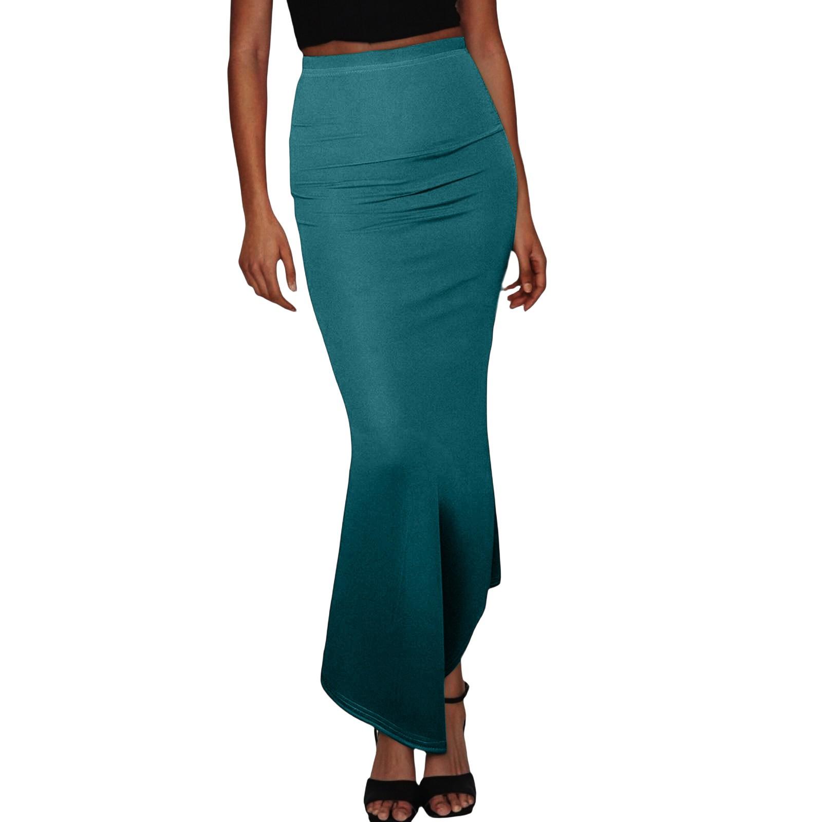 

Женская модная повседневная однотонная юбка средней длины с высокой талией и фасоном «рыбий хвост» XL