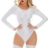 Leotardo Bodysuit Lencería Ropa de Dormir Ropa para Gimnasio de Mujer Cuello Redondo Manga Larga Brillante Elástico