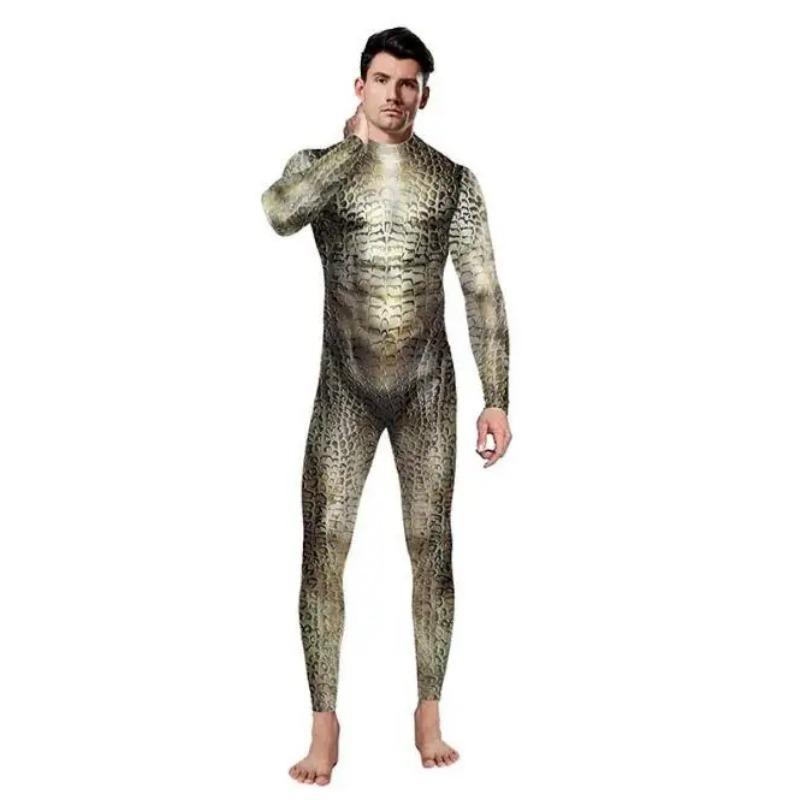 3D Krokodil Gedruckt Cosplay Body Kostüm Männer Frauen Schlange Haut Muster Zentai Halloween Party Overall Leistung Anzug