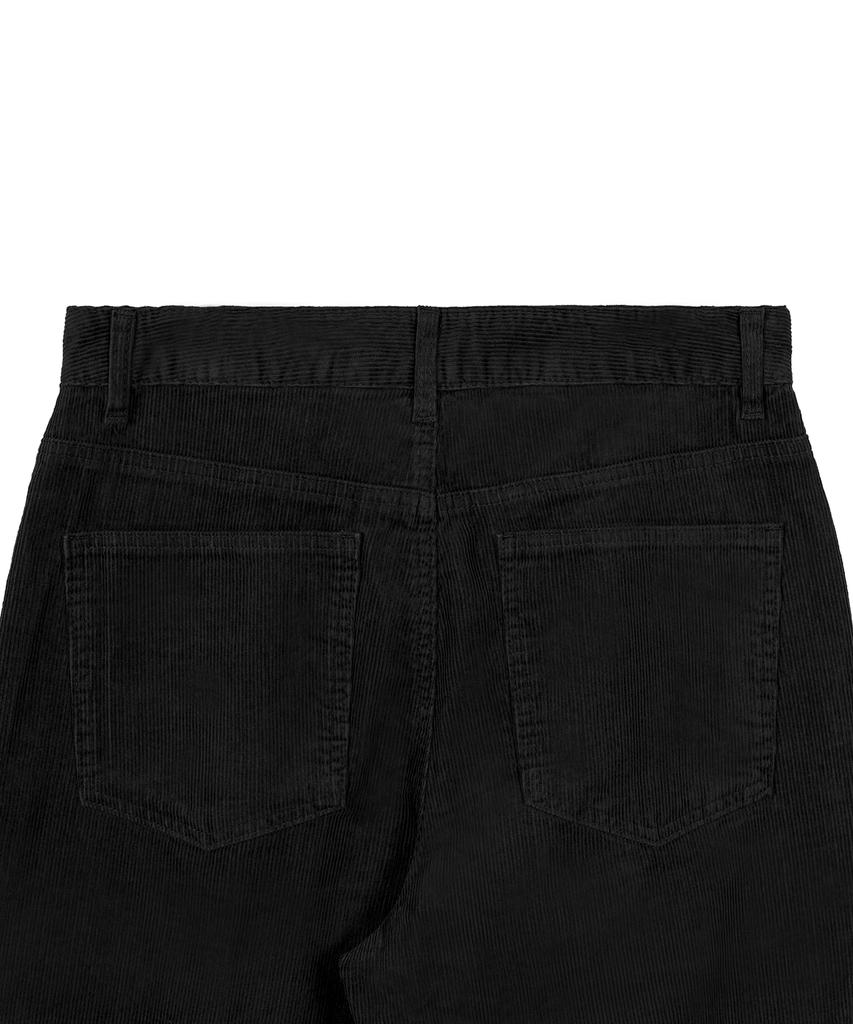 EXCONTAINER Single-Pleat Wide Corduroy Pants (Black)