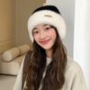 Hat Women's Big Head Circumference Knitted Wool Hat Winter Warm Thickened Plush Hat Versatile Contrasting Color Ear Protector Cold Hat