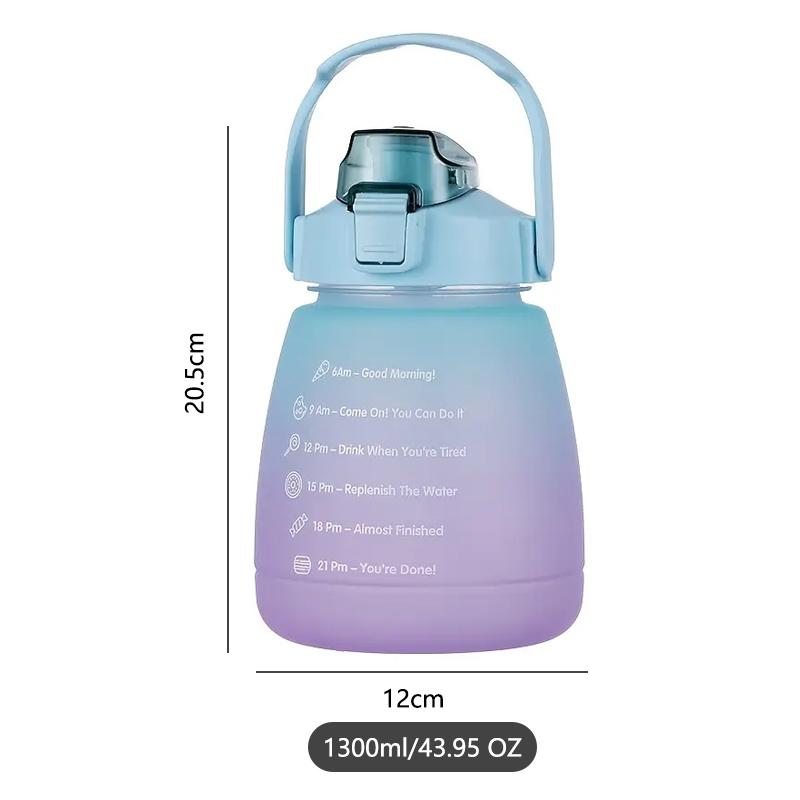 Borraccia Sportiva da 1,3L ad Alta Capacità con Cannuccia Colore Degradé da Donna Portatile in Plastica per Outdoor Corsa