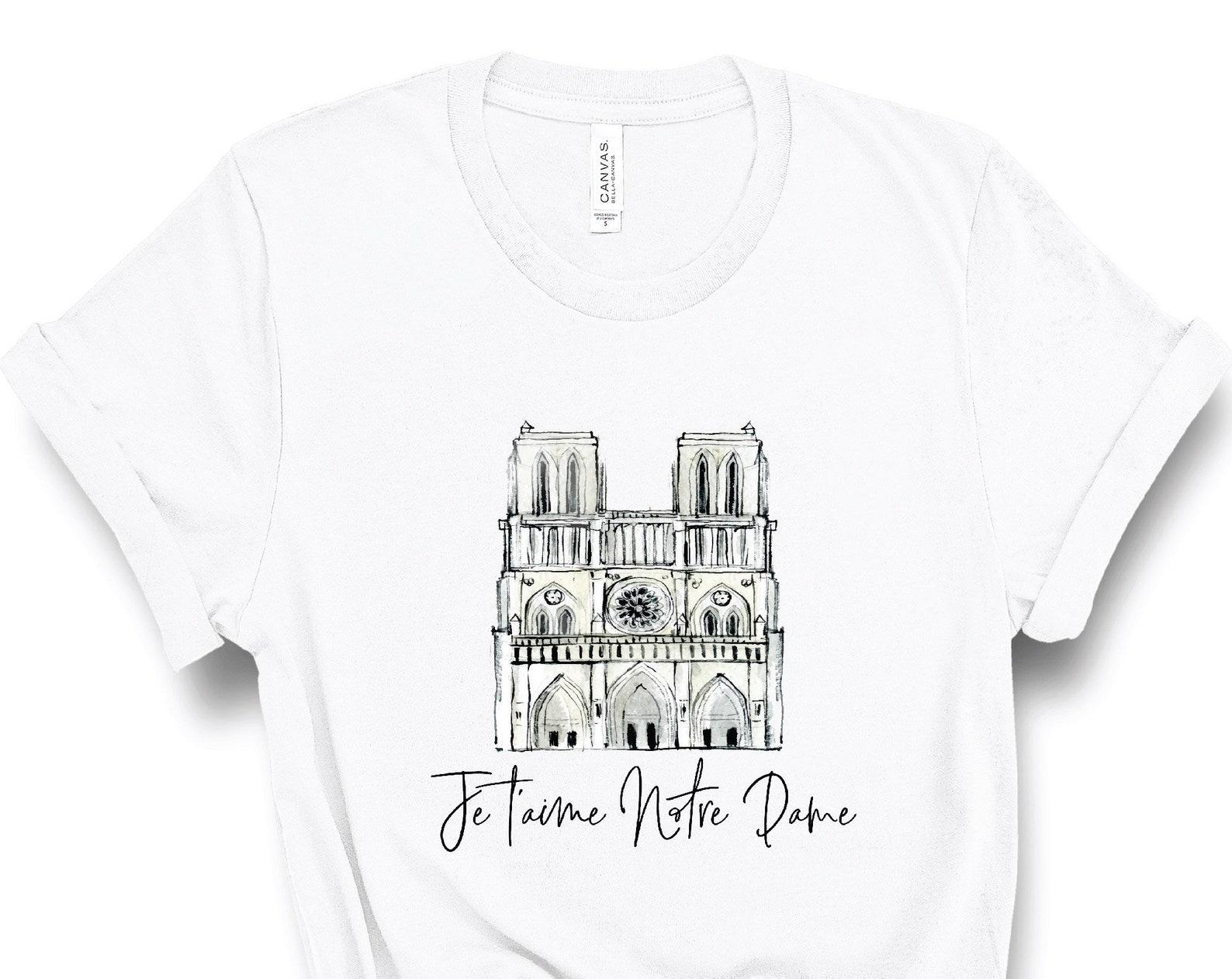 Notre Dame Cathedral World landmark T-Shirt, Je T aime Notre Dame, Notre Dame De Paris basilica T-shirt, Paris Tshirt, Paris Shirt, France 3XL