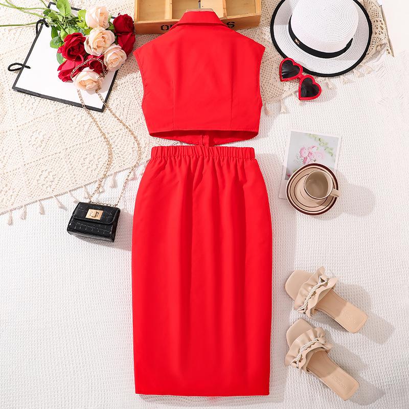 Girls Elegant Dress Summer Kids Fashion Sleeveless Back Hollowed-out Hip Shirt Dress