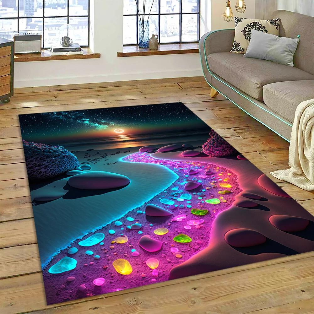

Colorful Pebble Rainbow Beach Stone Non-slip Rug for Living Room Bedroom Sofa Floor Mat Home Decor 40x60cm( 15x23in )