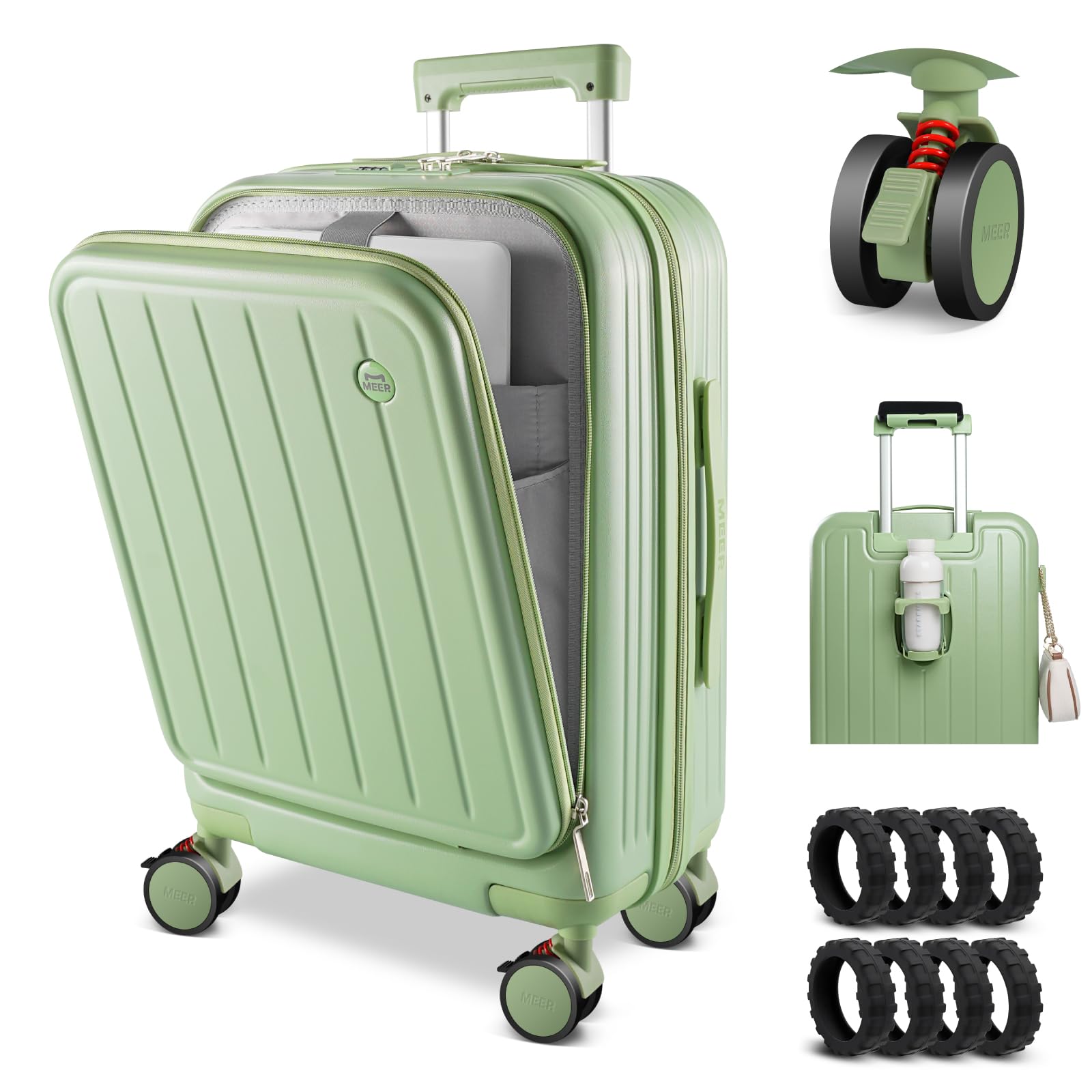 

Многофункциональный чехол с сумкой для переноски и чашкой Ultra 360 Degree TSA Overseas Domestic Business Business Trip Размер M с [более] передним открыванием зелёный