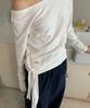 RONRON Waist Tie Off Shoulder Long Sleeve White