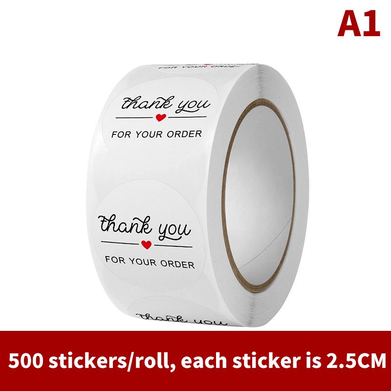 

500Pcs /Roll Sealing Sticker 25mm Black Thank You Stickers Kraft Paper Sticker For Baking Wedding Decor Birthday Party Gift