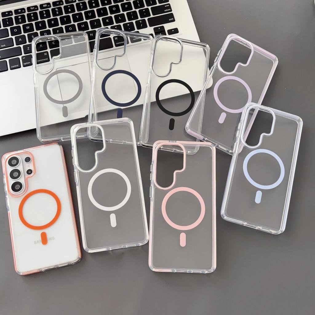 Applicable To Samsung S26Ultra Mobile Phone Case Ice Crystal Two-in-one Magnetic Charging S25U High Transparency and Anti-drop Simple