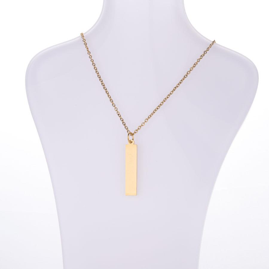 Engravable Stainless Steel Geometric Bar Pendant Necklace