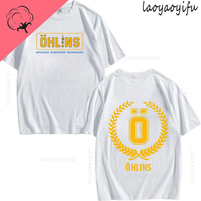 Ohlins Thema 100% Baumwolle Sommer Mode Herren O-Ausschnitt T-Shirt Hipster Herren T-Shirt Streetwear Oberteil Federung Auto Motorrad Sport Rennen