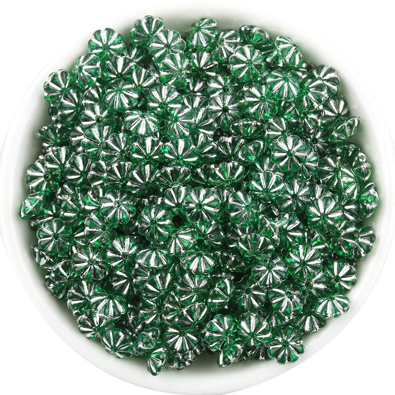 

100Pcs 6.4mm Multicolor Plastic Pumpkin Beads Flat Round Loose Spacer Beads For DIY Handmade Earrings Bracelet Accessories зелёный