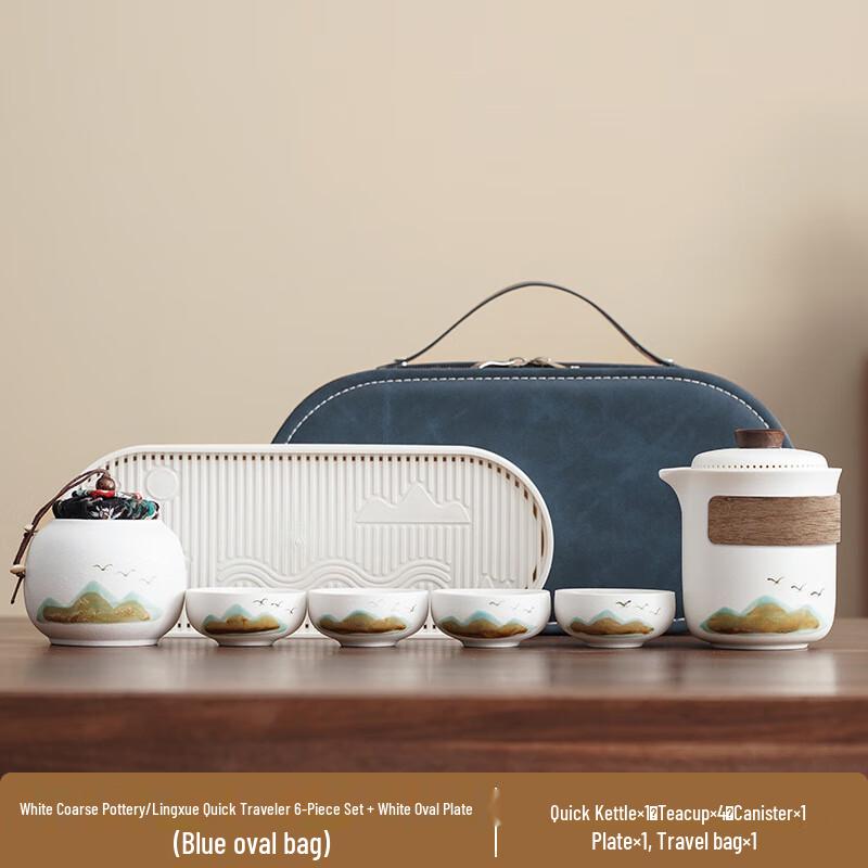 Green Mountain Flying Bird Chinese Ceramic Tea Set