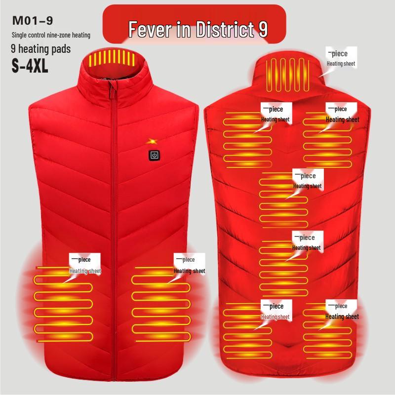Herren Beheizbare Stehkragenweste mit USB-betriebenem Kohlefaser-Heizsystem